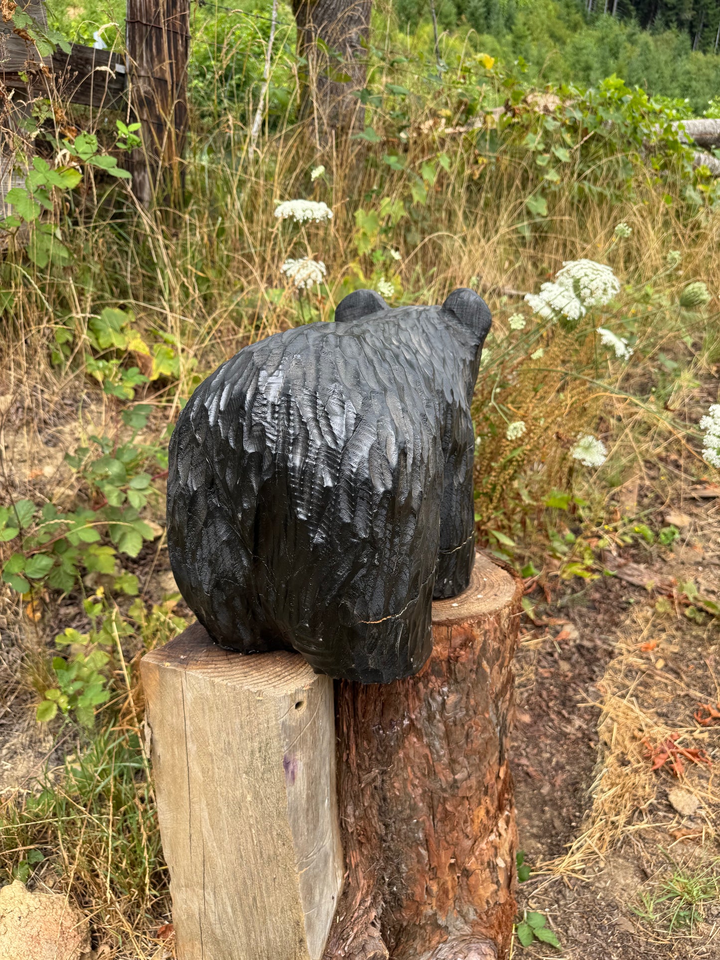 Chainsaw Carved Black Bear on All Fours | 24" Wood Bear