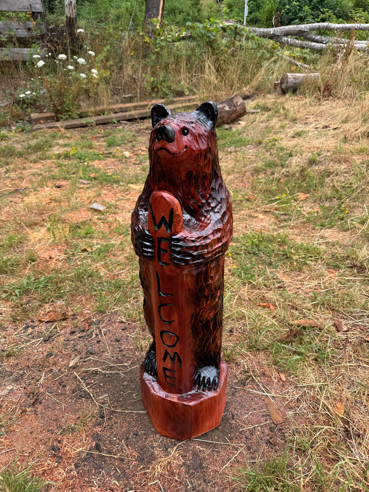 Standing Bear with Welcome Sign – 36 inches