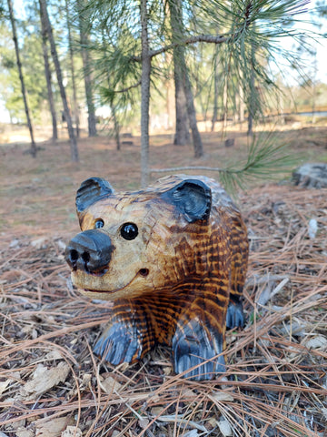 Chainsaw Carved Bear on All Fours - 12'' - Brown