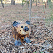 Chainsaw Carved Bear on All Fours - 12'' - Brown