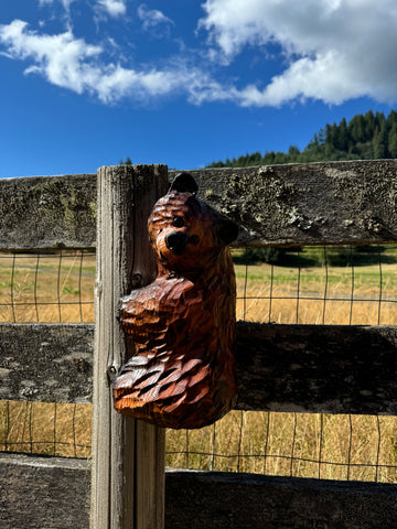 Wood Carved Climbing Bear for Posts, Poles, Trees, and More - 15 Inches, Easy to Mount and Display - Brown