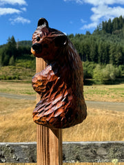 Wood Carved Climbing Bear for Posts, Poles, Trees, and More - 15 Inches, Easy to Mount and Display - Brown