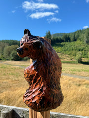 Wood Carved Climbing Bear for Posts, Poles, Trees, and More - 15 Inches, Easy to Mount and Display - Brown