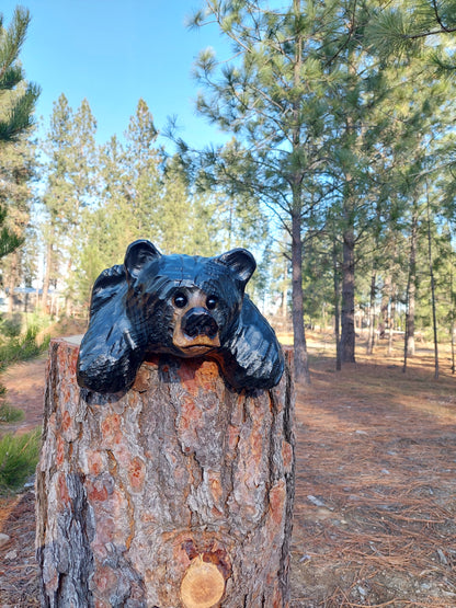 Chainsaw Carved "Kilroy" Bear 15" - Perfect for Mantels, Shelves, Ledges