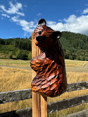 Wood Carved Climbing Bear for Posts, Poles, Trees, and More - 15 Inches, Easy to Mount and Display - Brown