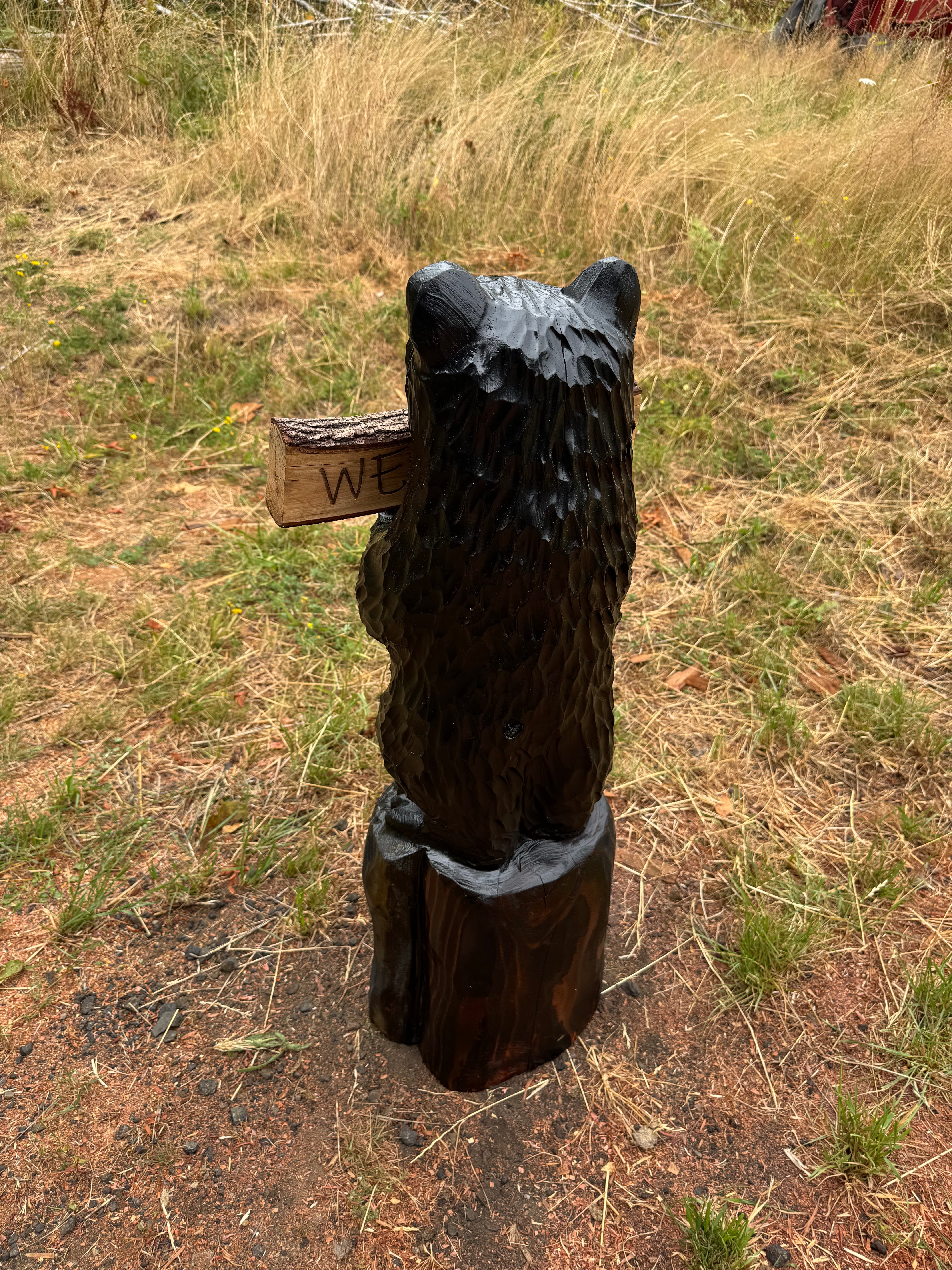 Handcrafted 36" Bear with Reversible Sign