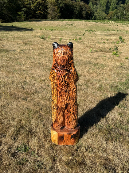 Chainsaw Carved 48” Welcome Bear – Giant Sequoia Redwood