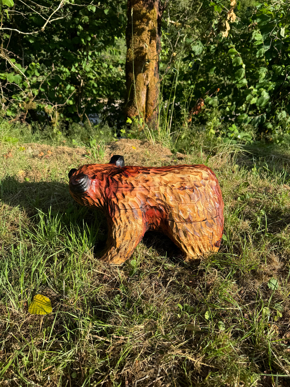 Chainsaw Carved Brown Bear on All Fours – 20”