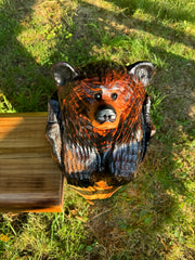 Hand Crafted Bench - Bears in Logs - Live Edge Slabs - Multiple Lengths - Brown