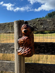 Wood Carved Climbing Bear for Posts, Poles, Trees, and More - 15 Inches, Easy to Mount and Display - Brown