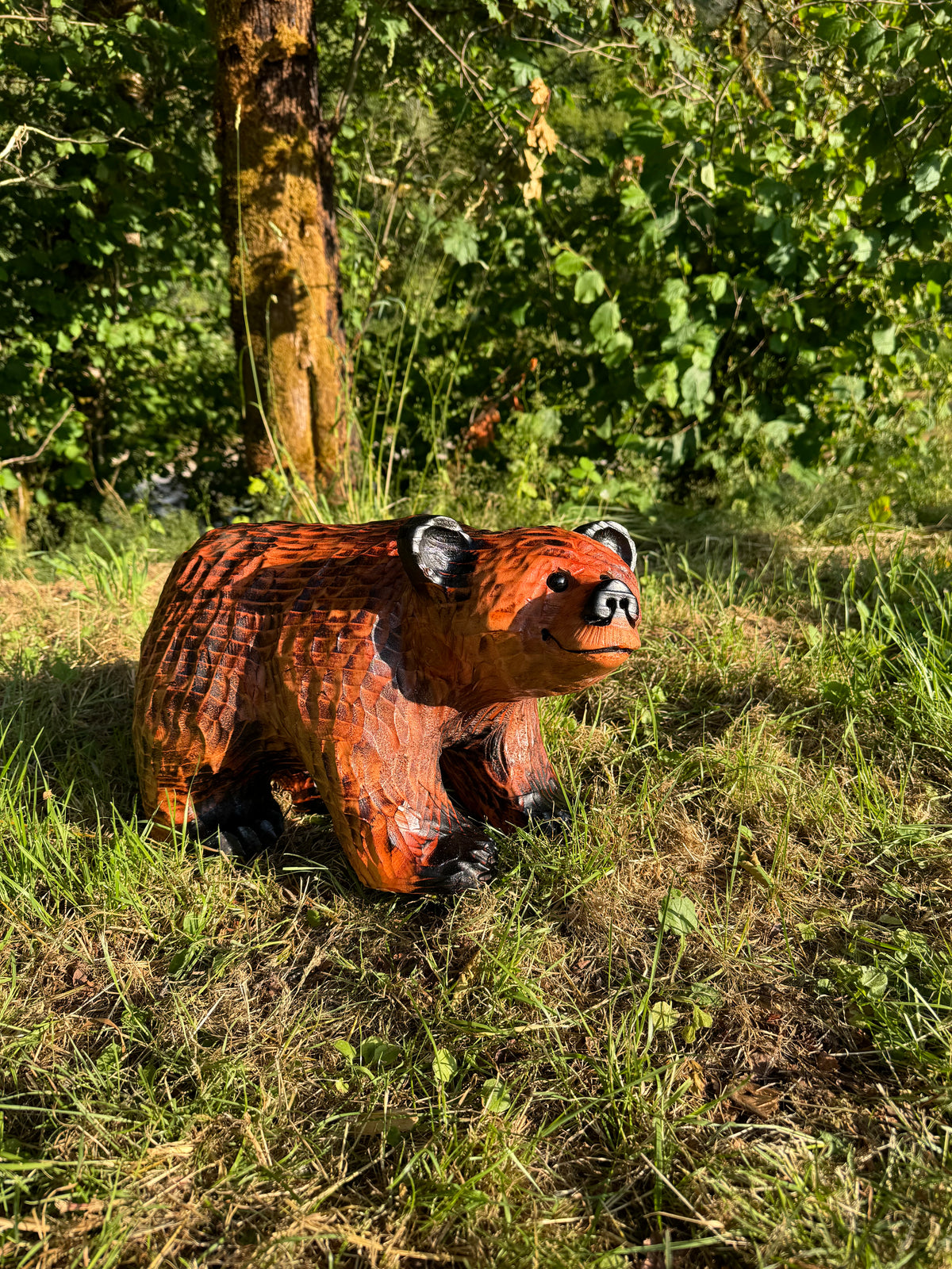 Chainsaw Carved Brown Bear on All Fours – 20”