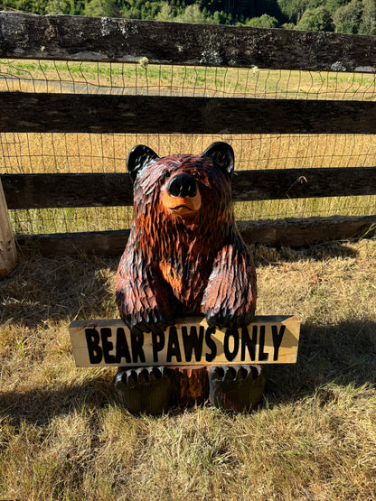 Handcrafted 30" Bear with Reversible Welcome Sign - Customizable