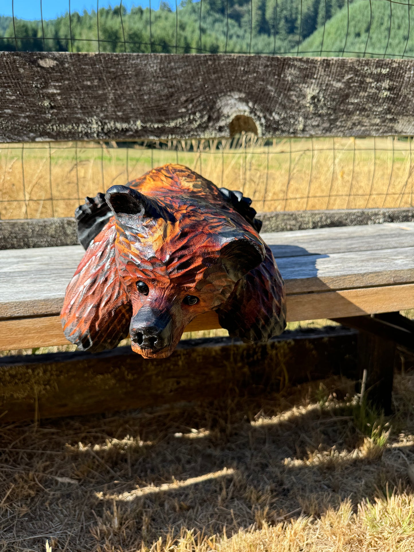 Chainsaw Carved "Kilroy" Bear 15" - Perfect for Mantels, Shelves, Ledges - Brown