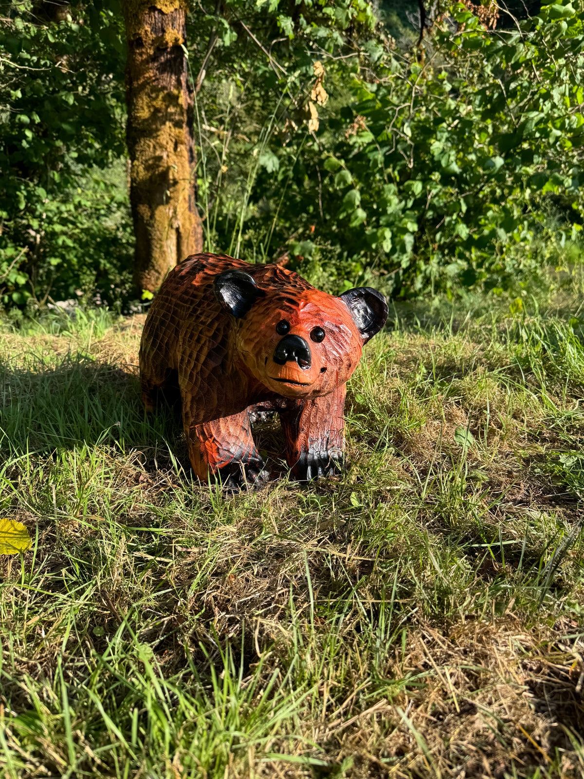 Chainsaw Carved Brown Bear on All Fours – 20”
