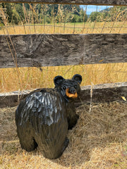 15” Chainsaw Carved Bear on All Fours “Look Back at It” - Black
