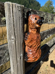 Wood Carved Climbing Bear for Posts, Poles, Trees, and More - 15 Inches, Easy to Mount and Display - Brown