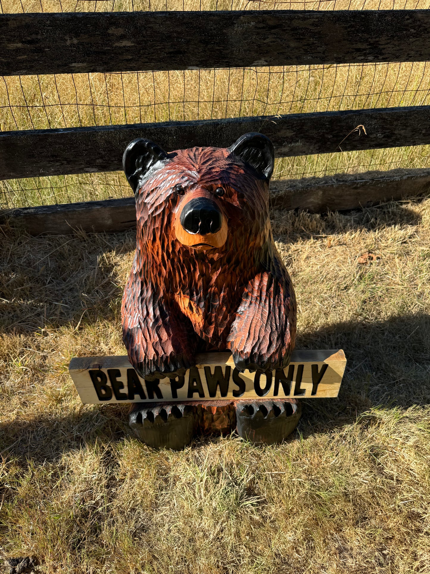 Handcrafted 30" Bear with Reversible Welcome Sign - Customizable