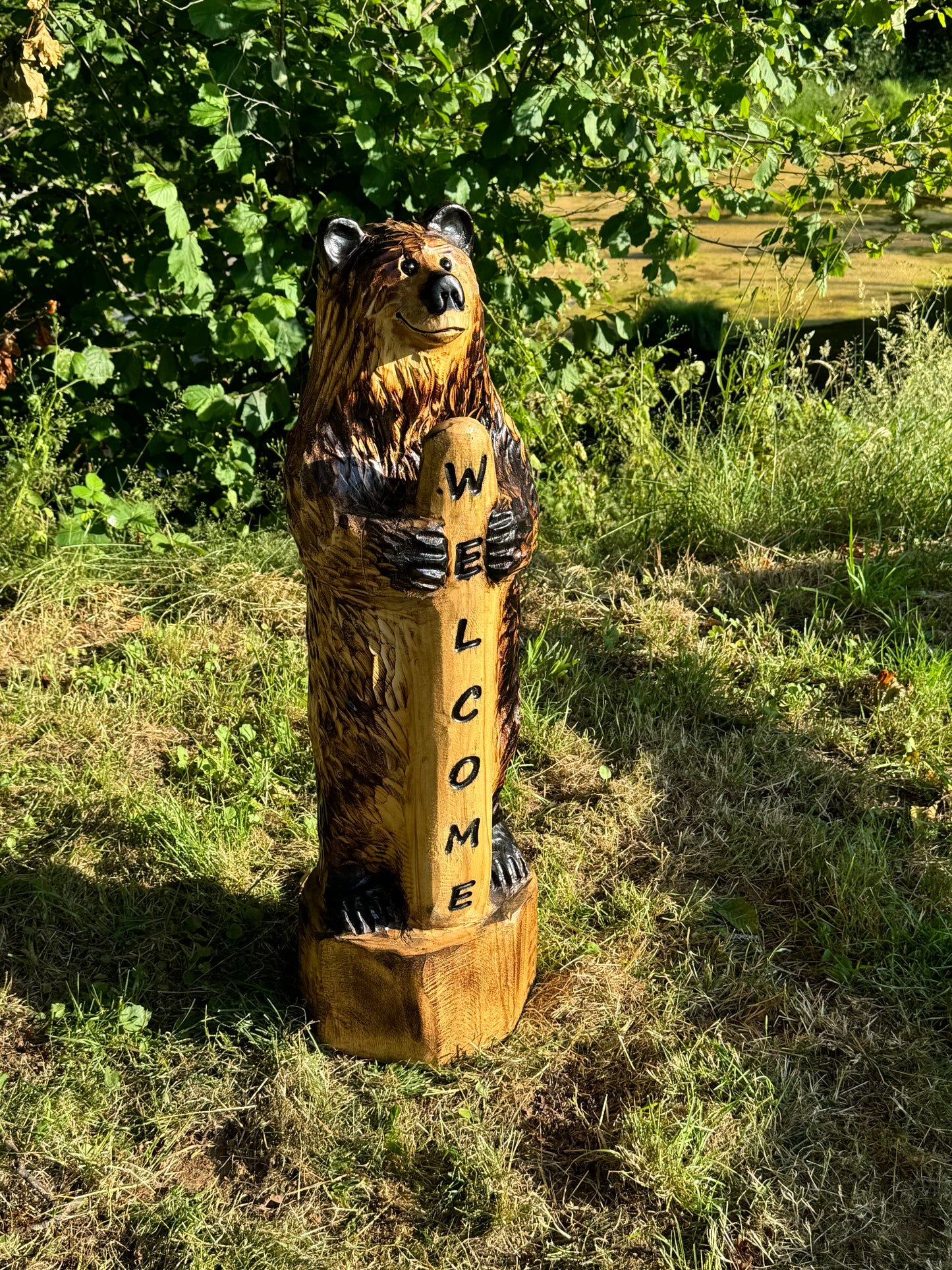 36” sign bear standing brown