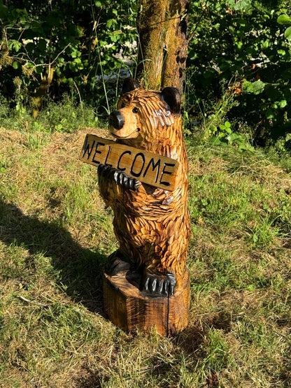 30" Sign Bear with Reversible Log Sign - Customizable