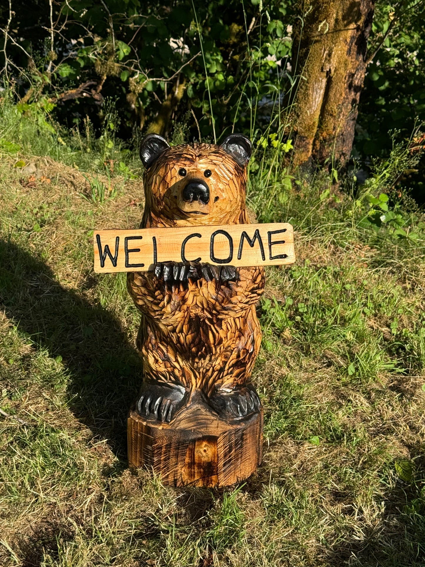 30" Sign Bear with Reversible Log Sign - Customizable