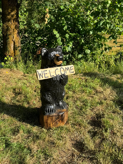 Handcrafted 30" Bear with Reversible Sign - Customizable