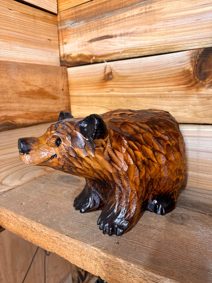 Chainsaw Carved Bear on All Fours - 12'' - Brown