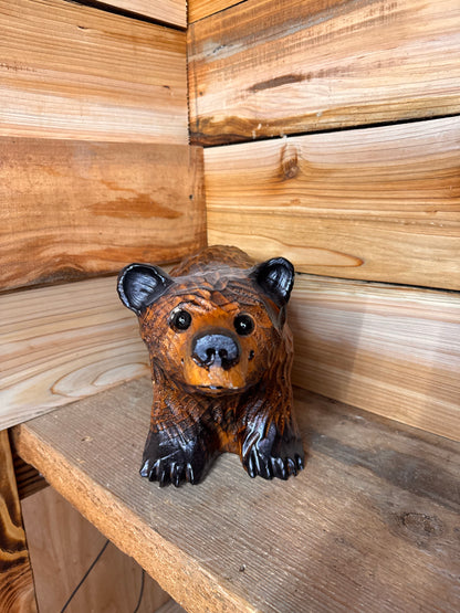 Chainsaw Carved Bear on All Fours - 12'' - Brown