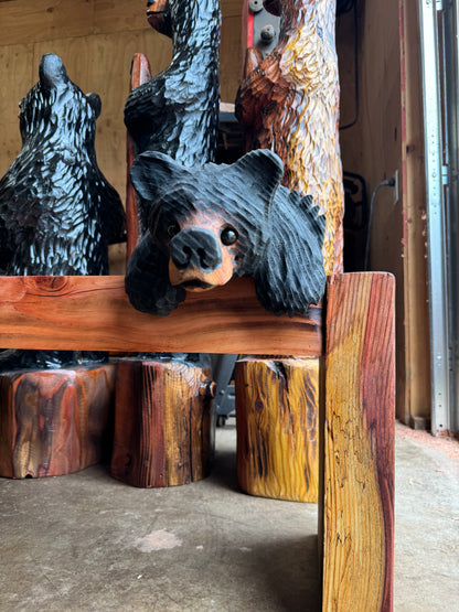 Chainsaw Carved Burnt Black Hanging Ledge Bear – 15" Giant Sequoia Redwood