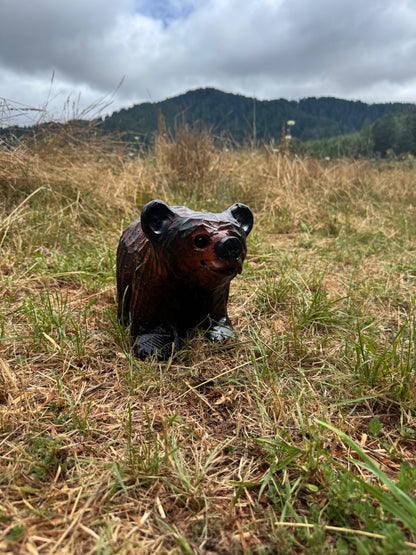Chainsaw Carved Bear on All Fours – 12" Giant Sequoia Redwood