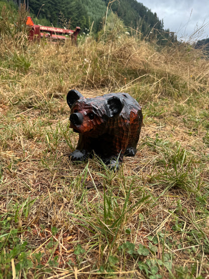Chainsaw Carved Bear on All Fours – 12" Giant Sequoia Redwood