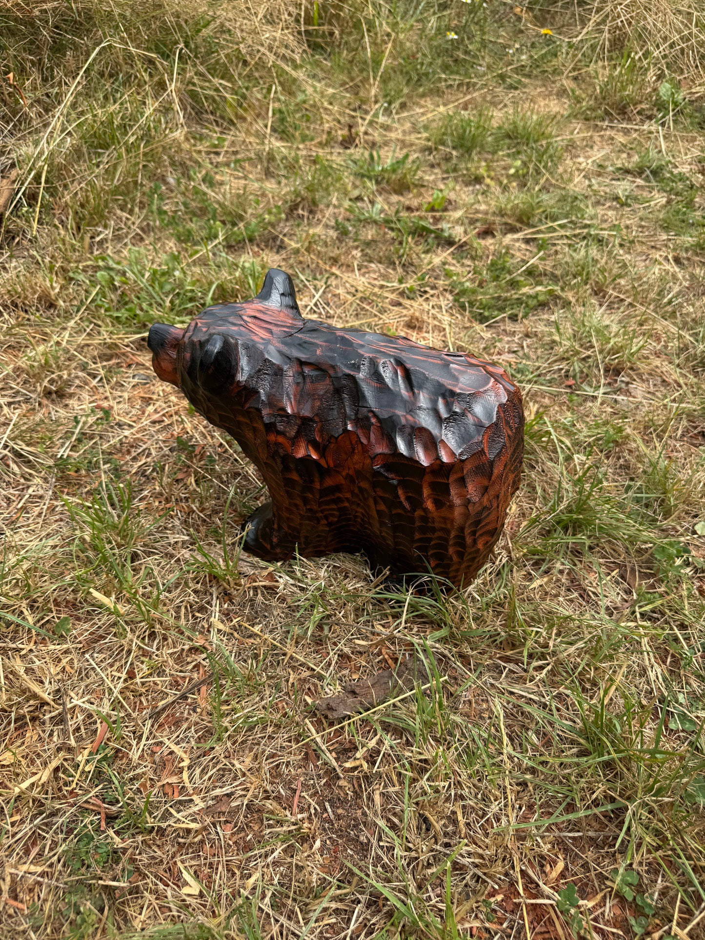 Chainsaw Carved Bear on All Fours – 12" Giant Sequoia Redwood