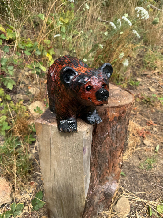 Chainsaw Carved Bear on All Fours – 12" Giant Sequoia Redwood