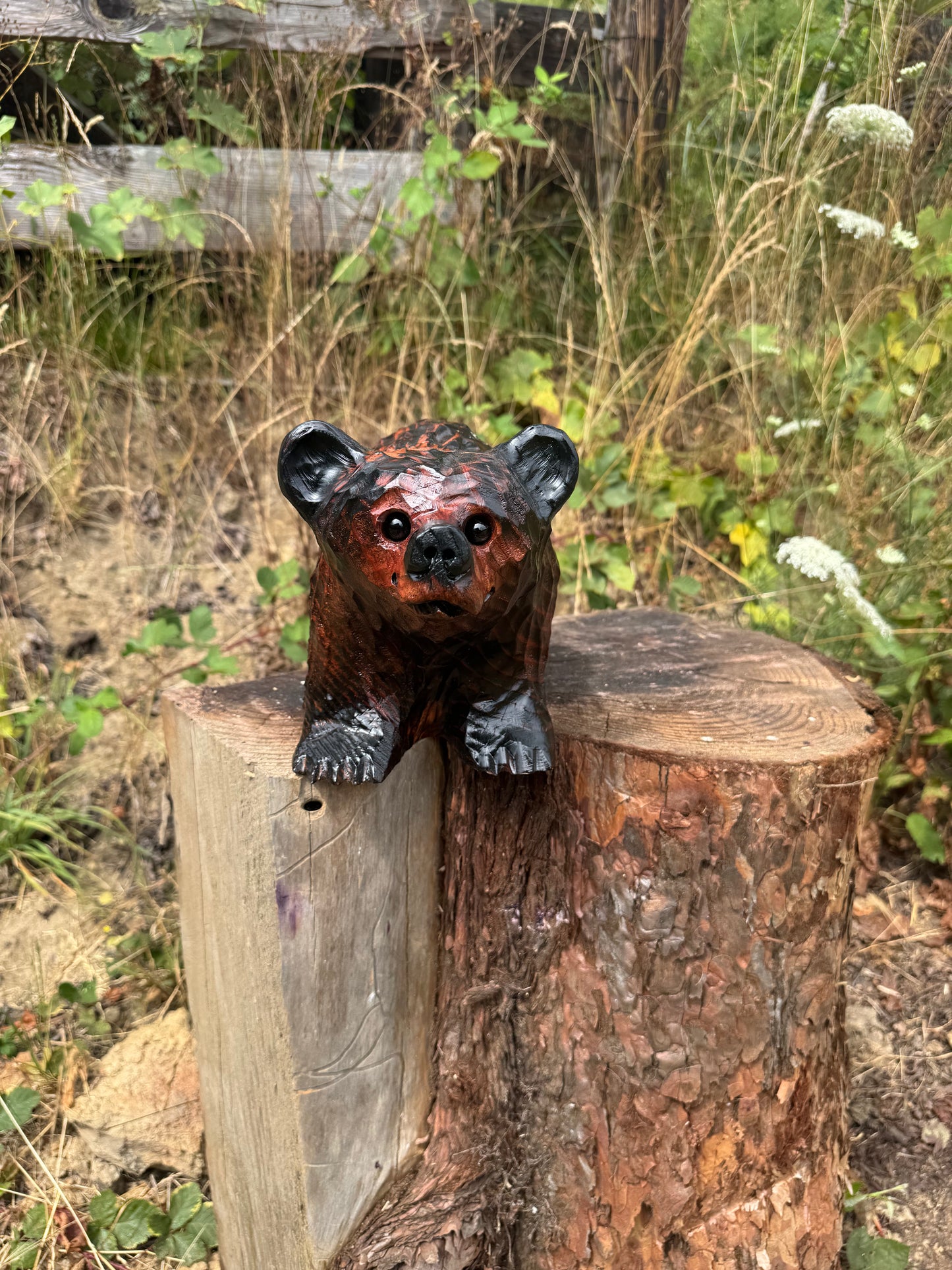 Chainsaw Carved Bear on All Fours – 12" Giant Sequoia Redwood
