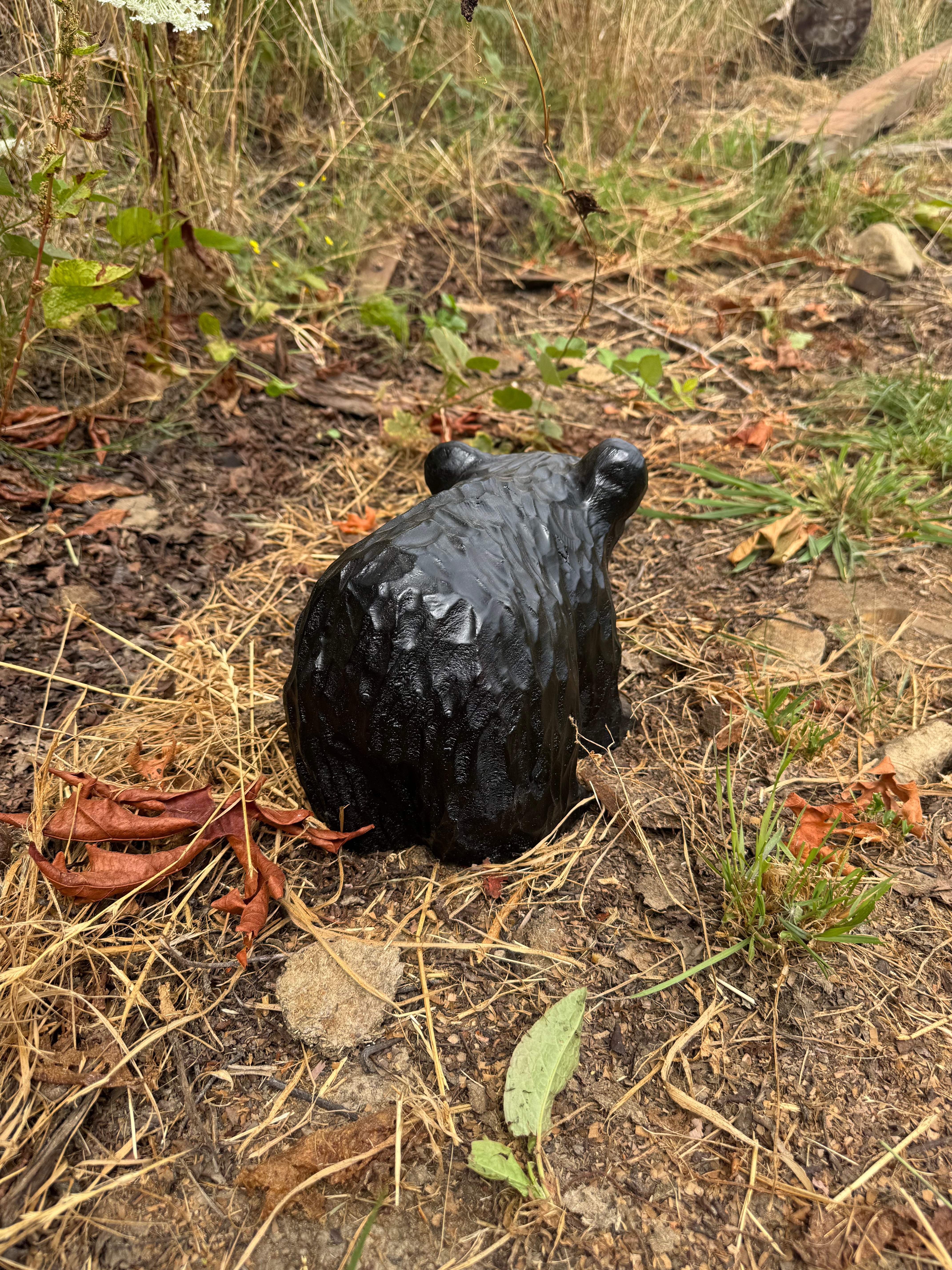 Chainsaw Carved Bear on All Fours- 12'' - Black