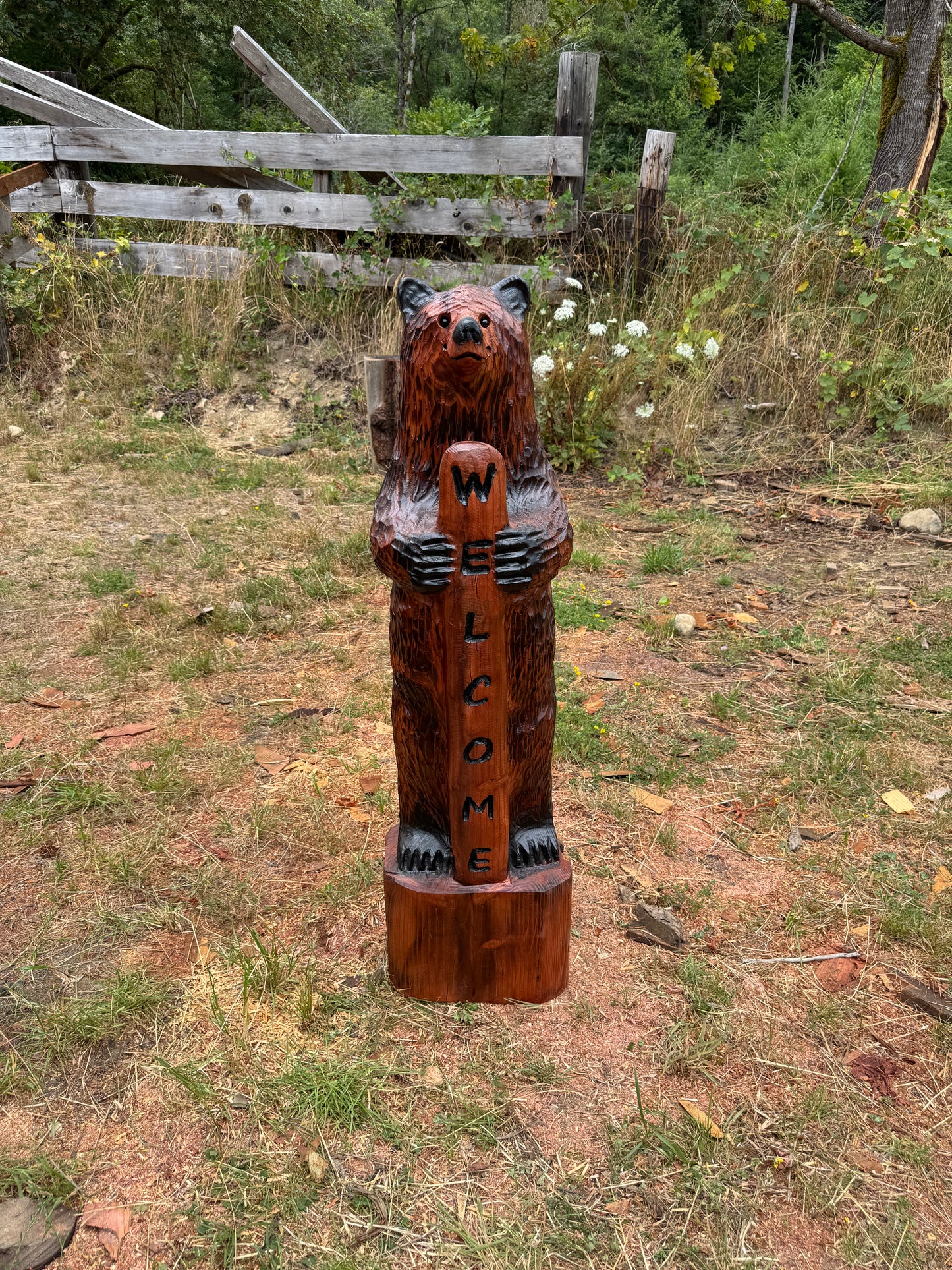 Chainsaw Carved 48" Welcome Bear – Giant Sequoia Redwood