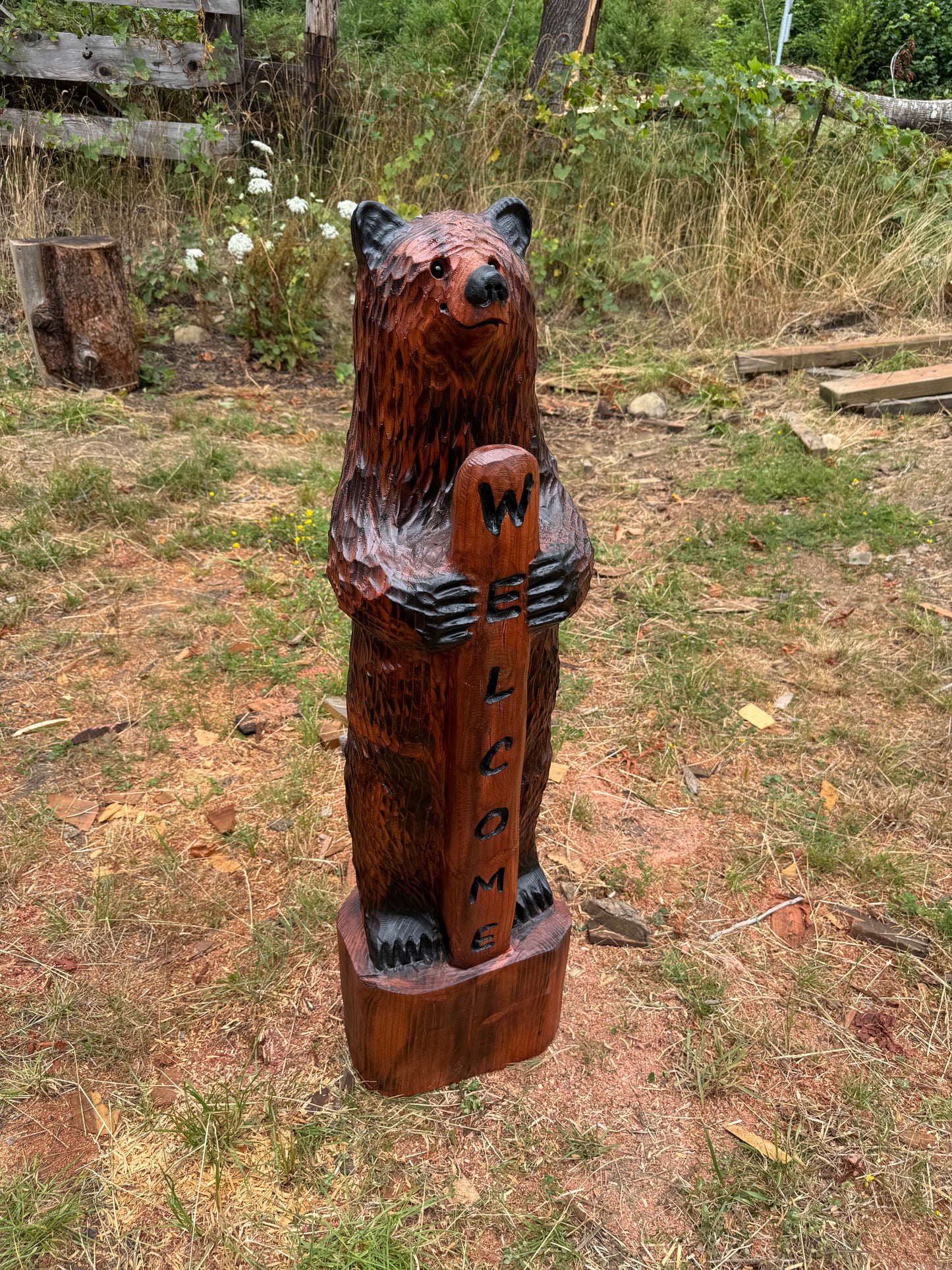 Chainsaw Carved 48" Welcome Bear – Giant Sequoia Redwood
