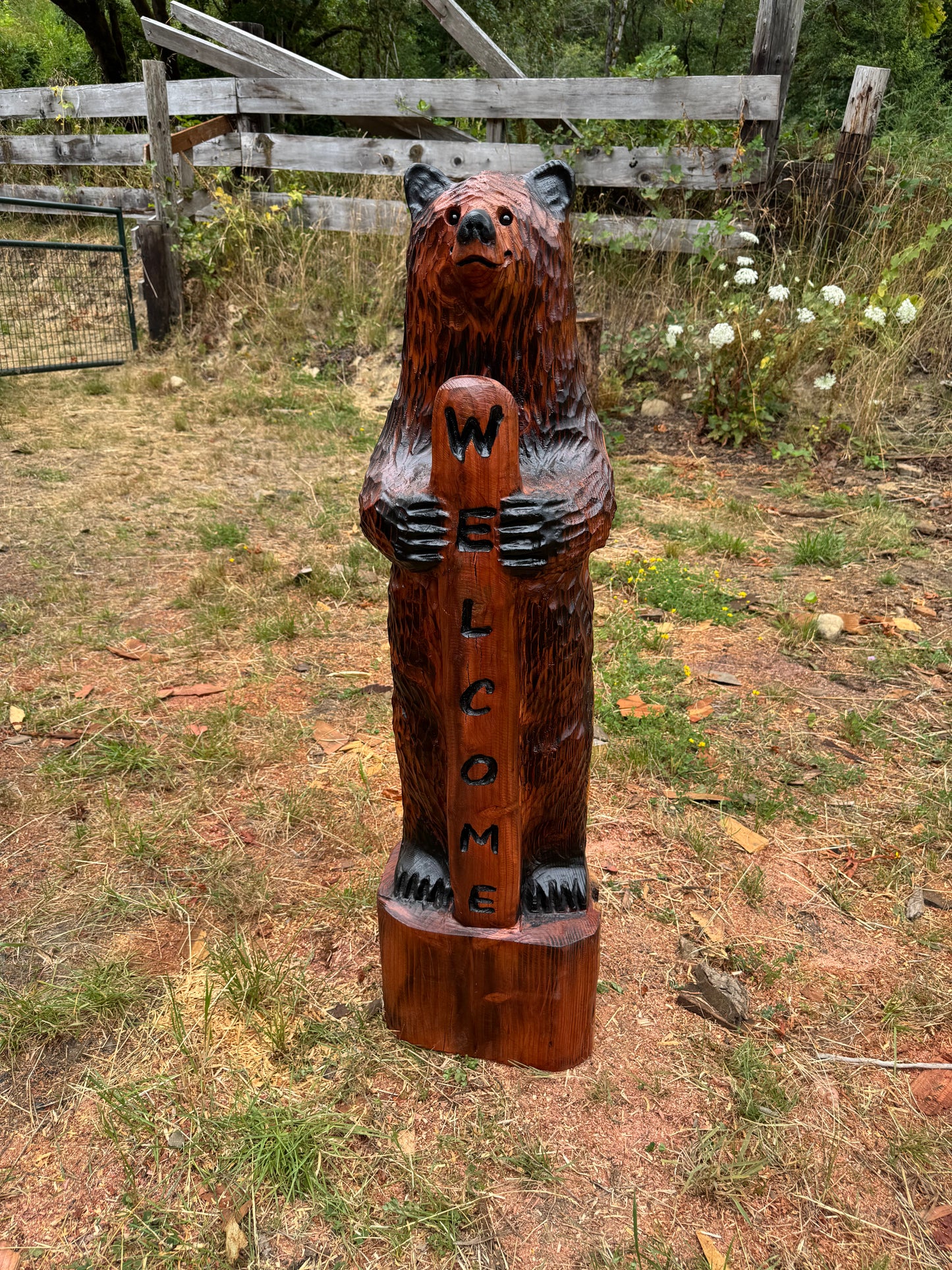 Chainsaw Carved 48" Welcome Bear – Giant Sequoia Redwood