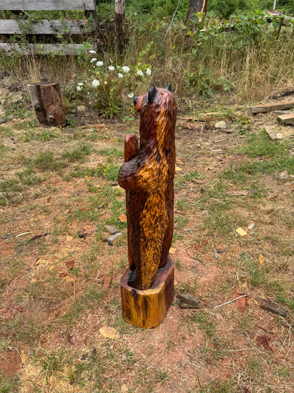 Chainsaw Carved 48" Welcome Bear – Giant Sequoia Redwood