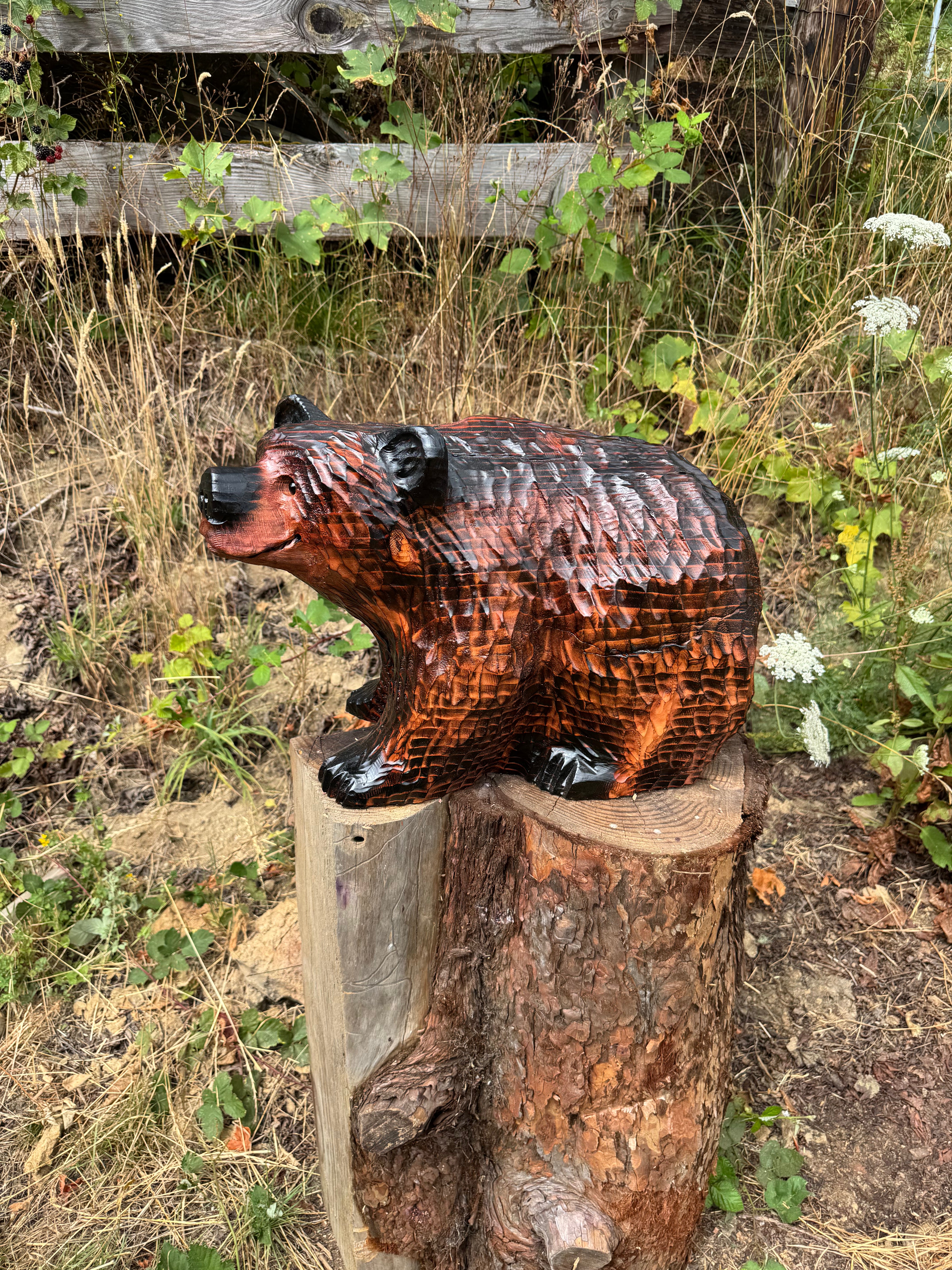 Chainsaw Carved Brown Bear on All Fours – 24 Inches
