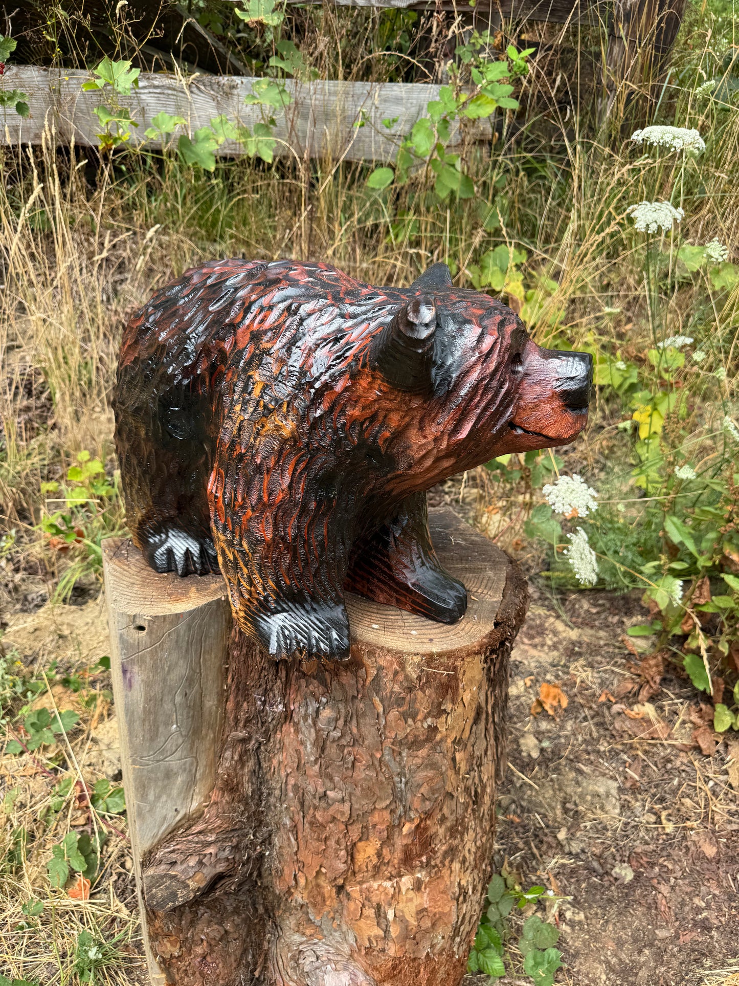 Chainsaw Carved Brown Bear on All Fours – 24 Inches