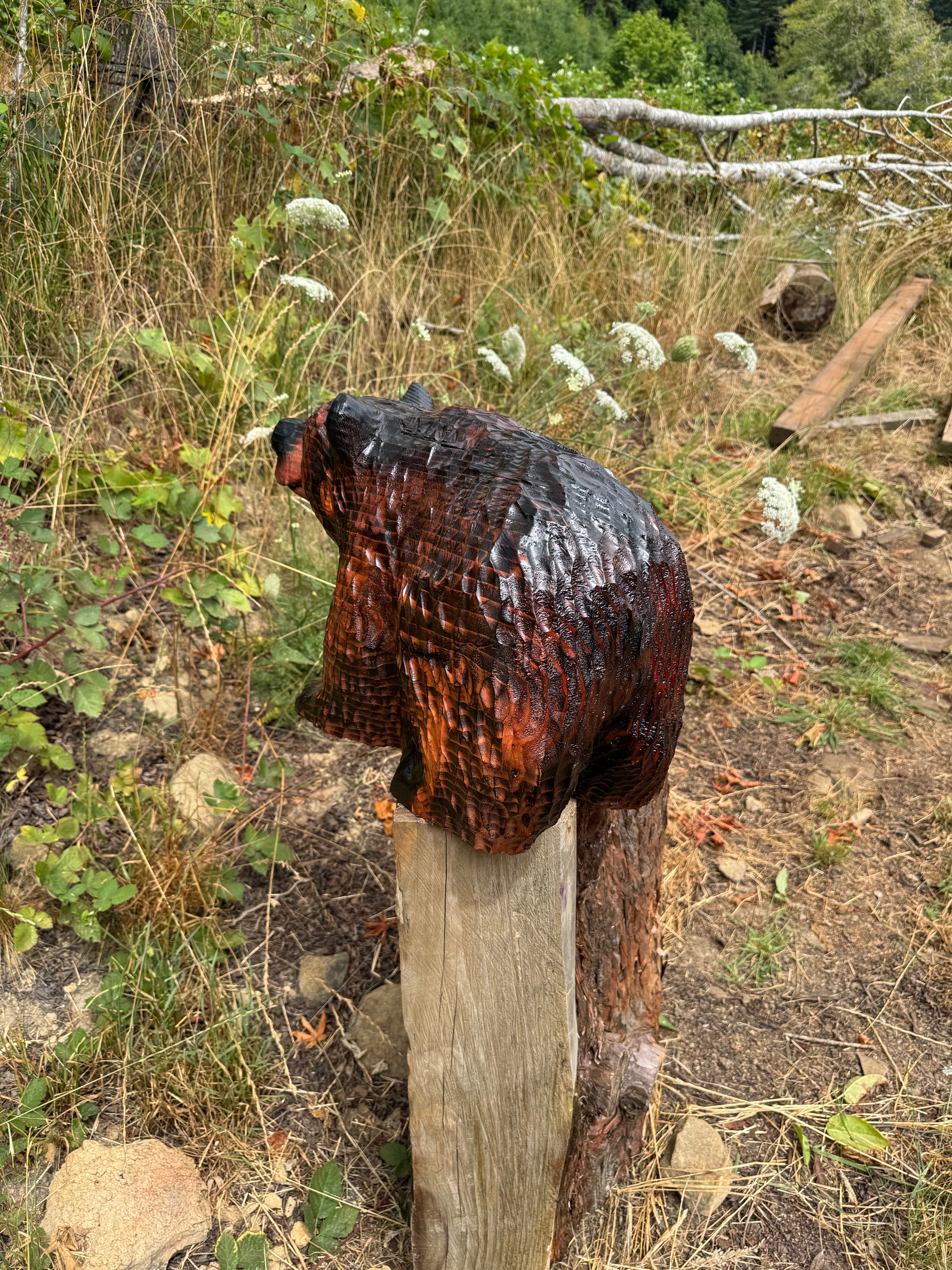 Chainsaw Carved Brown Bear on All Fours – 24 Inches