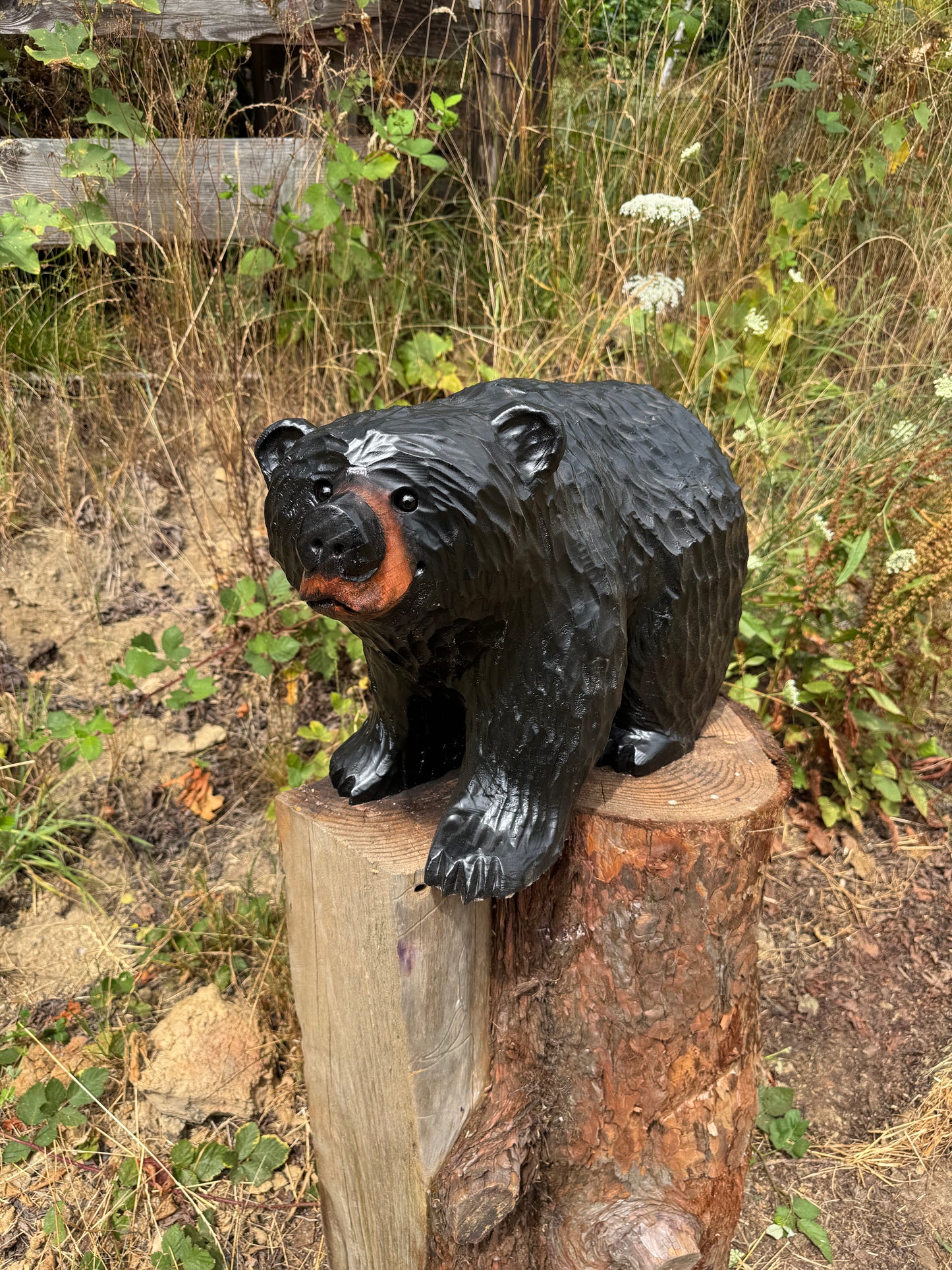 Chainsaw Carved Black Bear on All Fours – 24 Inches