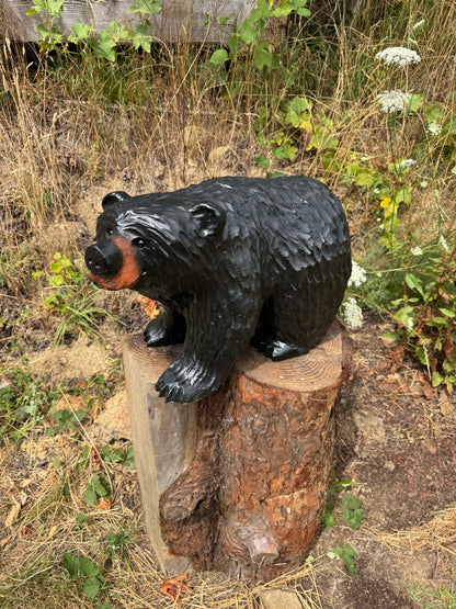 Chainsaw Carved Black Bear on All Fours – 24 Inches