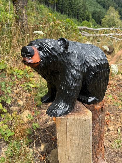 Chainsaw Carved Black Bear on All Fours – 24 Inches