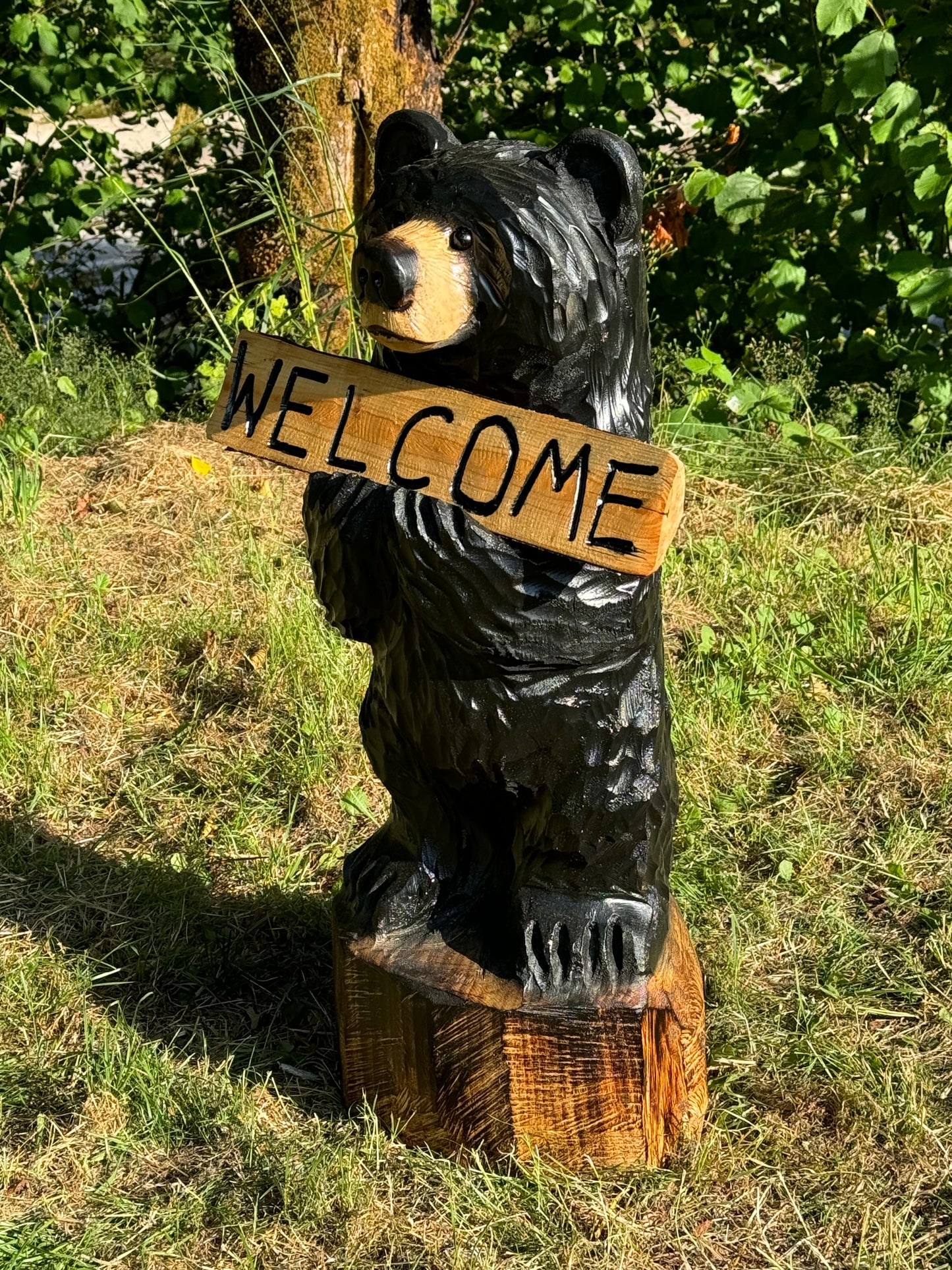 Handcrafted 30" Bear with Reversible Sign - Customizable