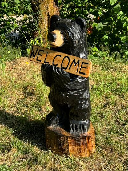 Handcrafted 30" Bear with Reversible Sign - Customizable