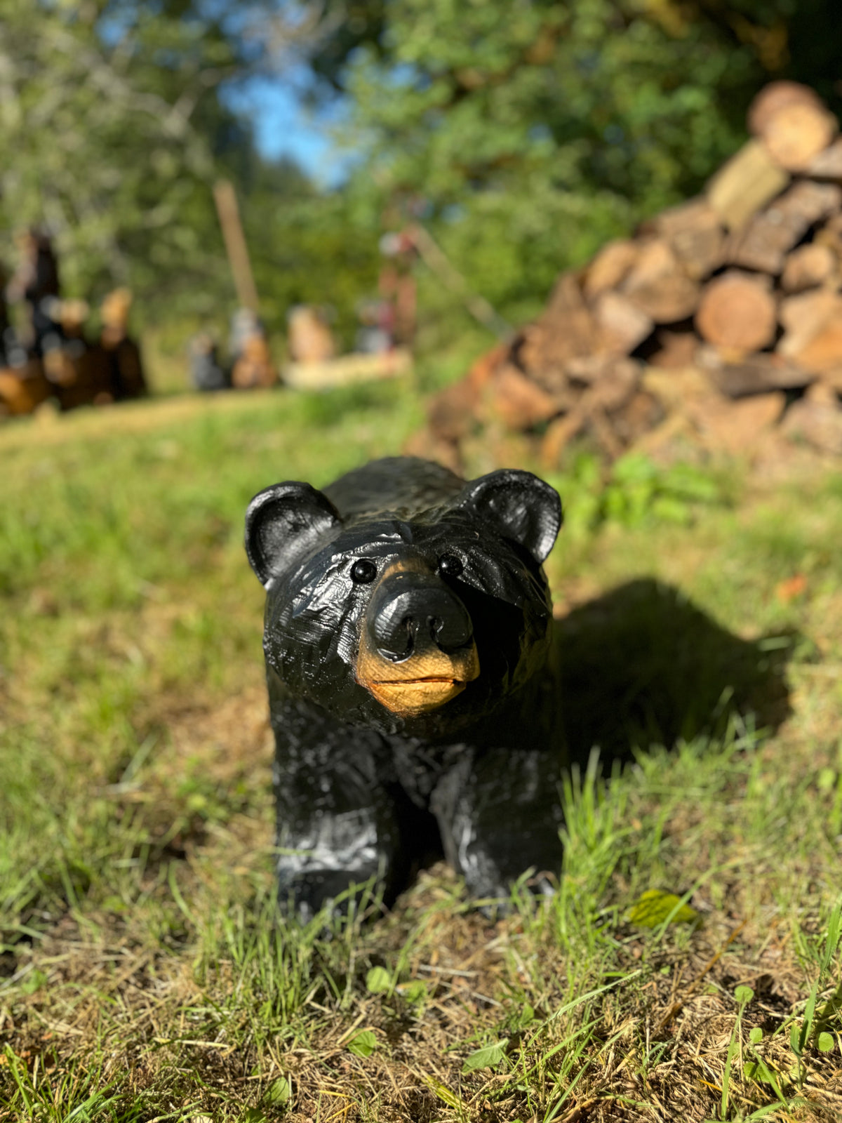 Chainsaw Carved Bear on All Fours- 24'' - Black