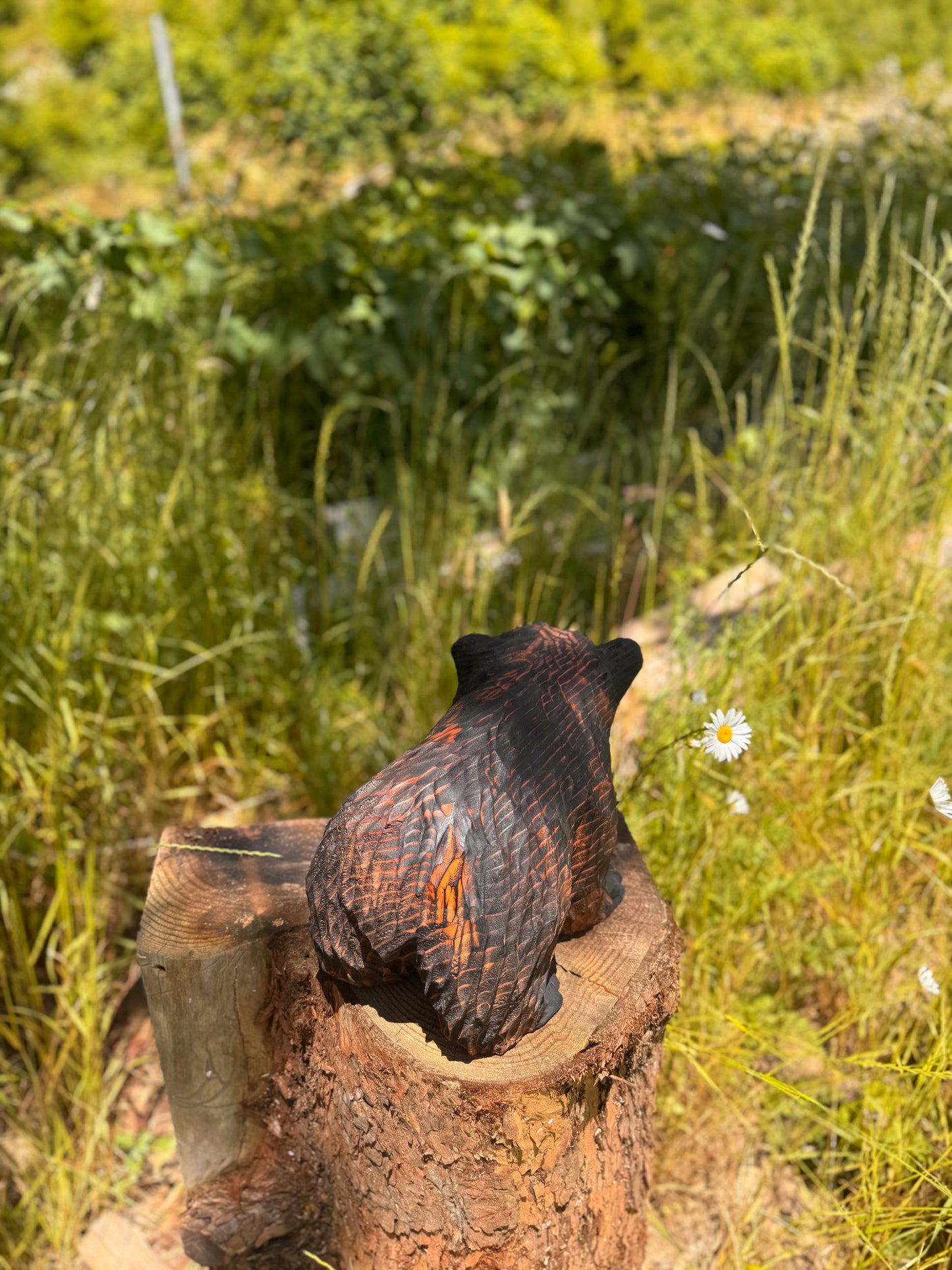 Handcrafted Wood Carved Bear Standing on All Fours - 15 Inches, - Brown