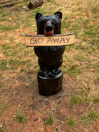 Handcrafted 36" Bear with Reversible Sign