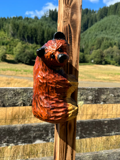 Wood Carved Climbing Bear for Posts, Poles, Trees, and More - 15 Inches, Easy to Mount and Display - Brown